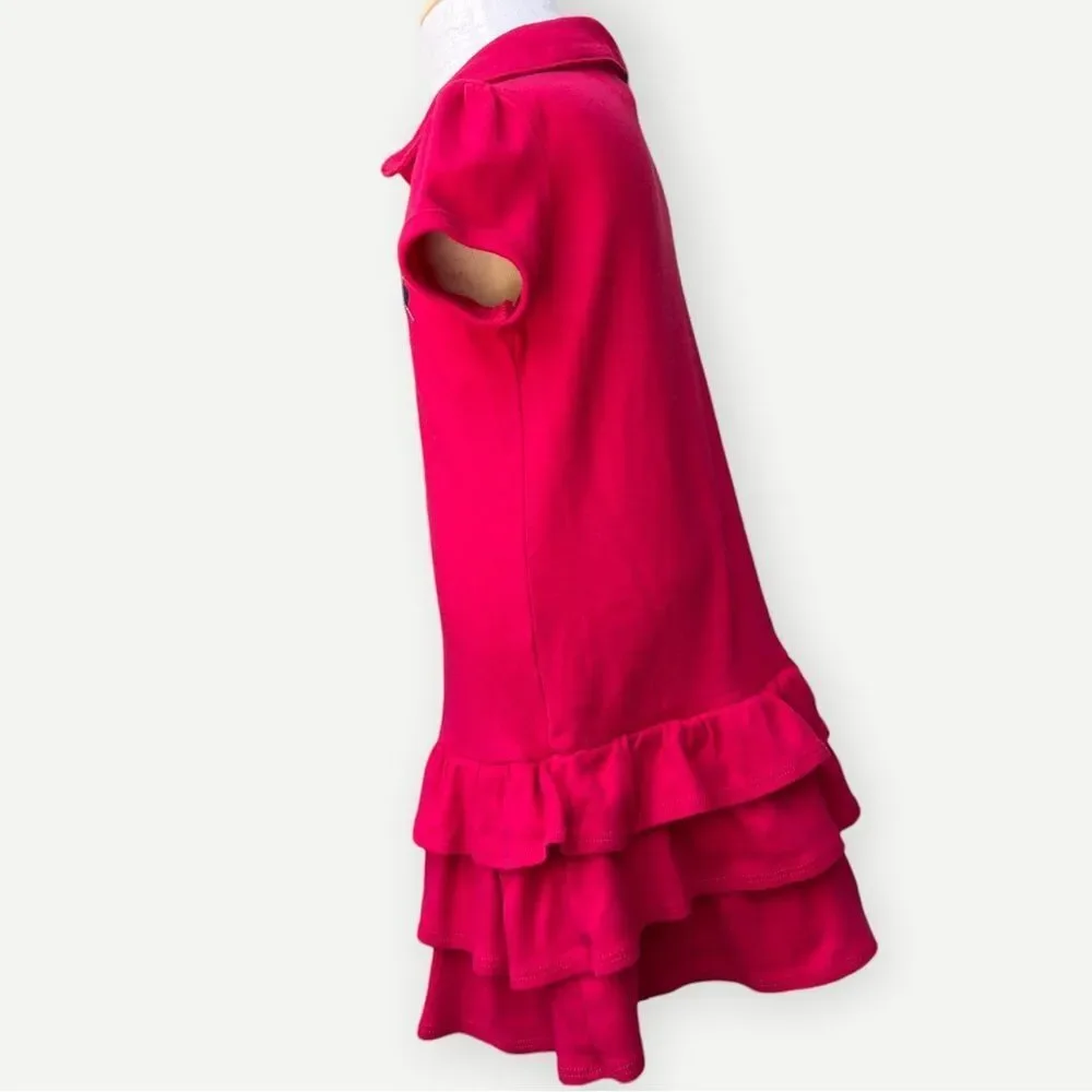Gymboree Girls Kids Short Sleeve Collared Ruffle Hem Red Heart Dress. 4. 4T.